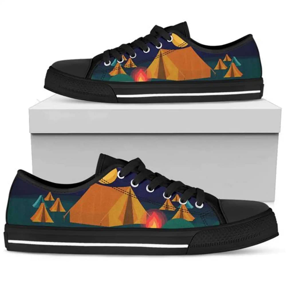 Camping Night Outdoor Activities Customized Gifts Art Friend Athletic Low Top Sneakers