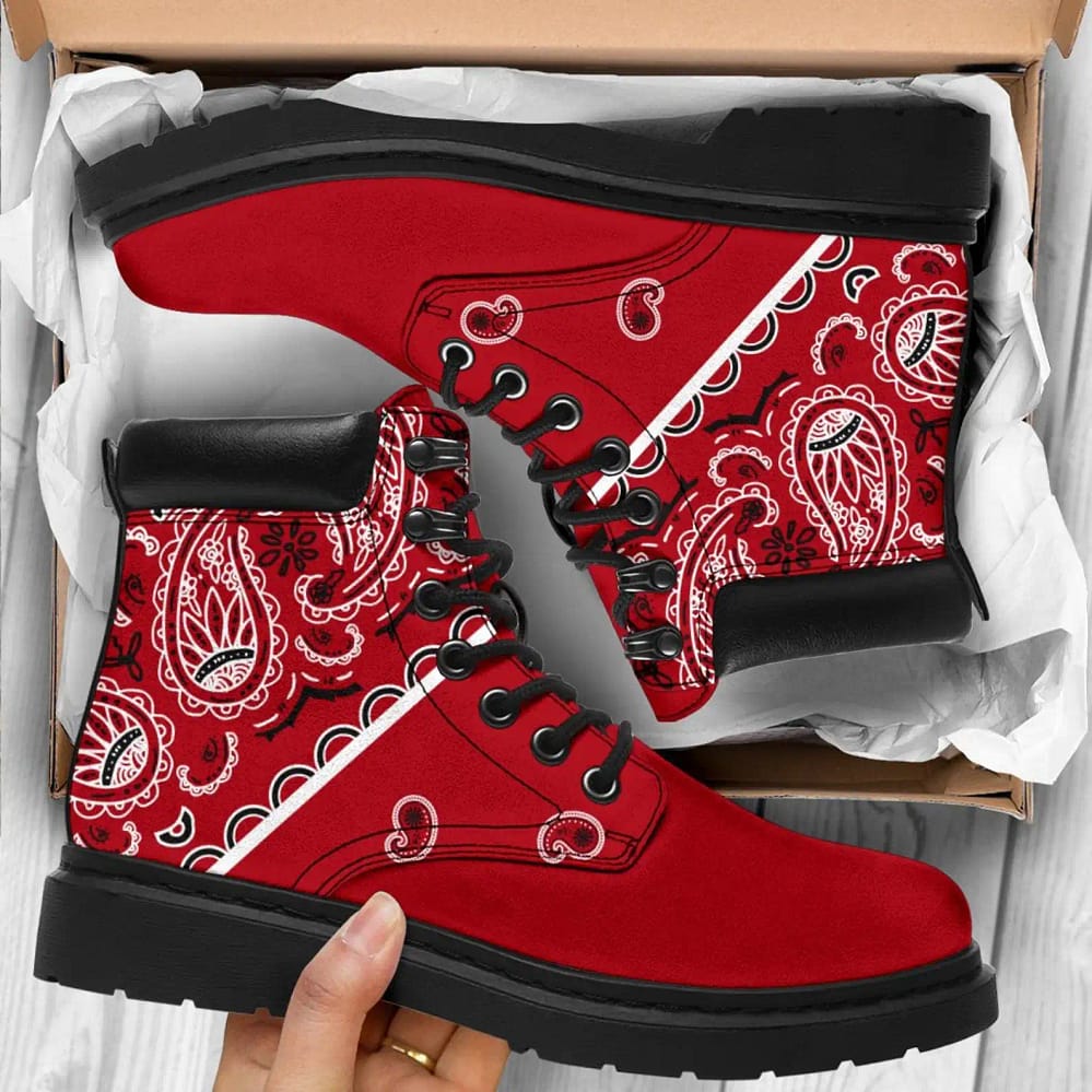 Classic Red Bandana For People Who Love Boots Custom High Top Vans Shoes All Season Boot