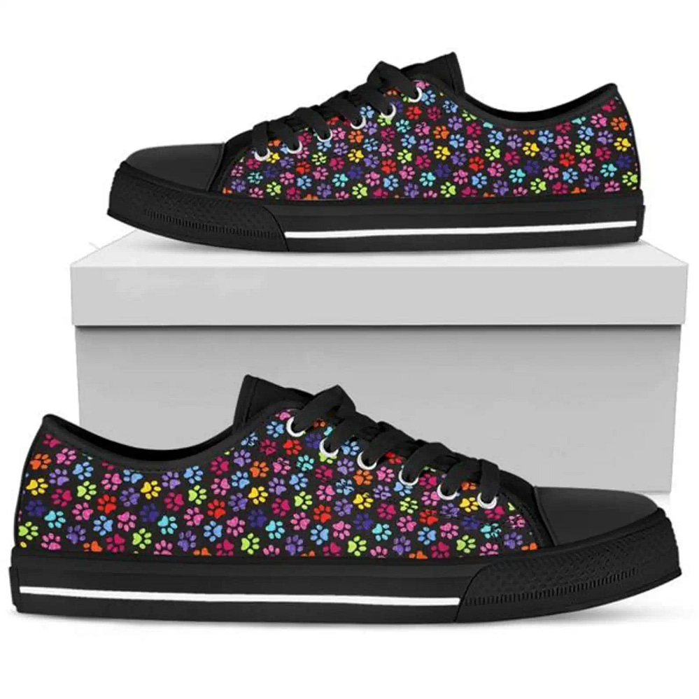 Colorful Painted Paws Shoes Personalized Gift Low Top Sneakers