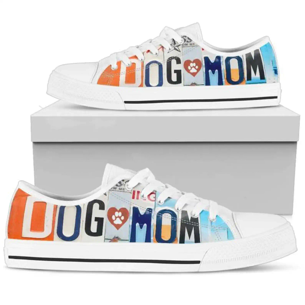 Customized Dog Mom Sneakers Dog's Footprint Gifts Idea For Mothers Day Low Top Sneakers