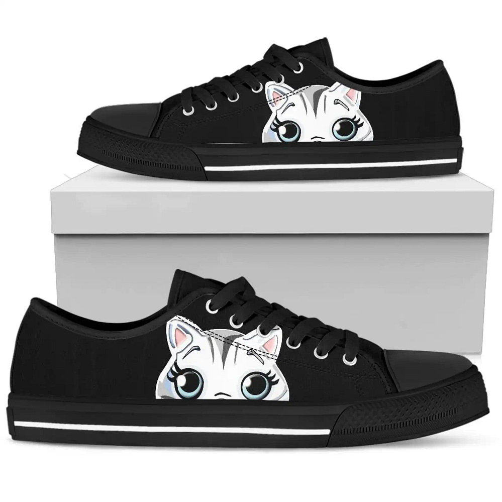 Cute Cat Head Art Gifts Pet Lovers Low Top Sneakers