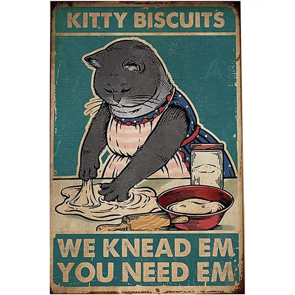 Kitty Biscuits We Knead Em You Need Em Bakery Wall Decor Gifts Idea Metal Sign