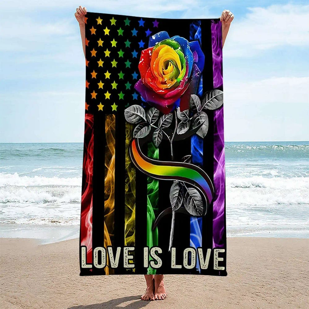 Love Is Love Personalized Beach Towel