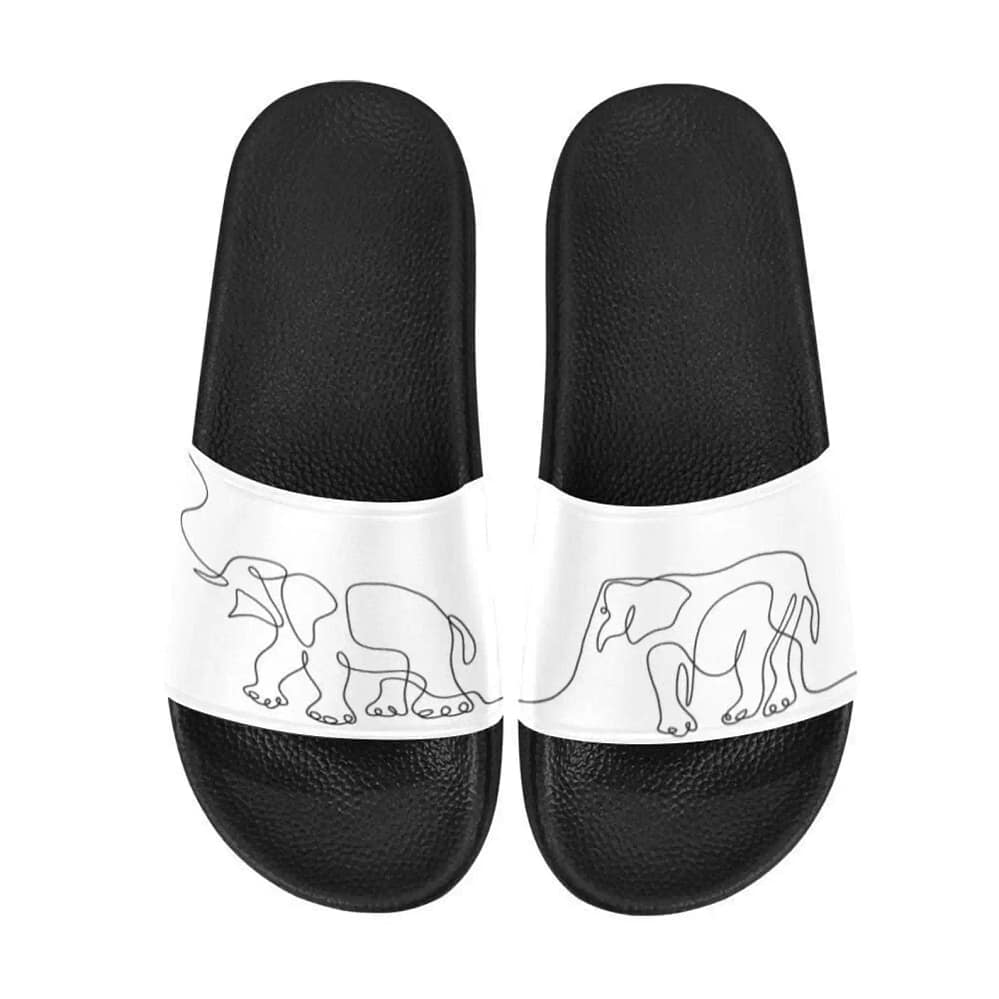 Minimalist One Line Drawing Elephant Parade Slide Sandals