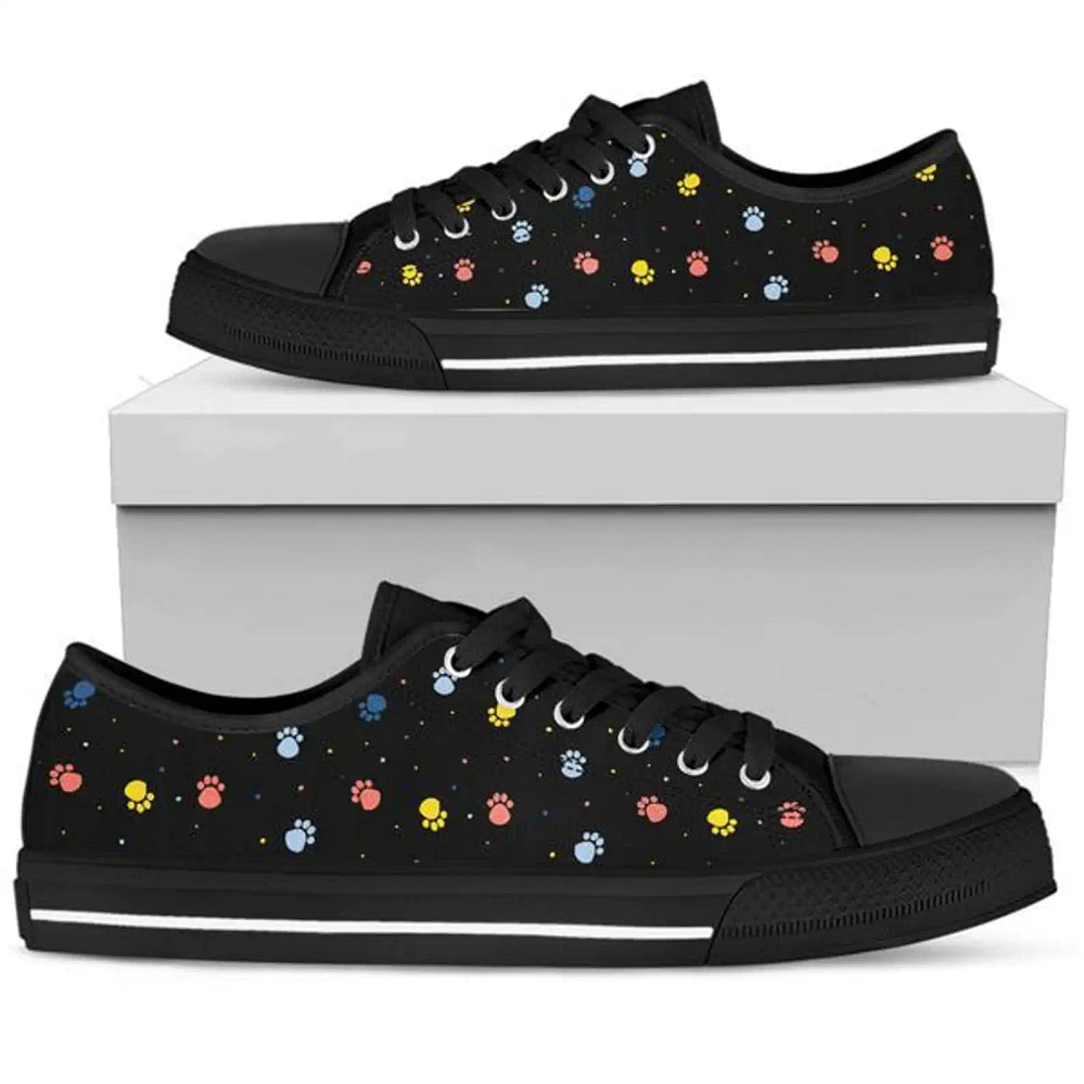 Painted Sneakers Paws Galaxy Low Top Sneakers