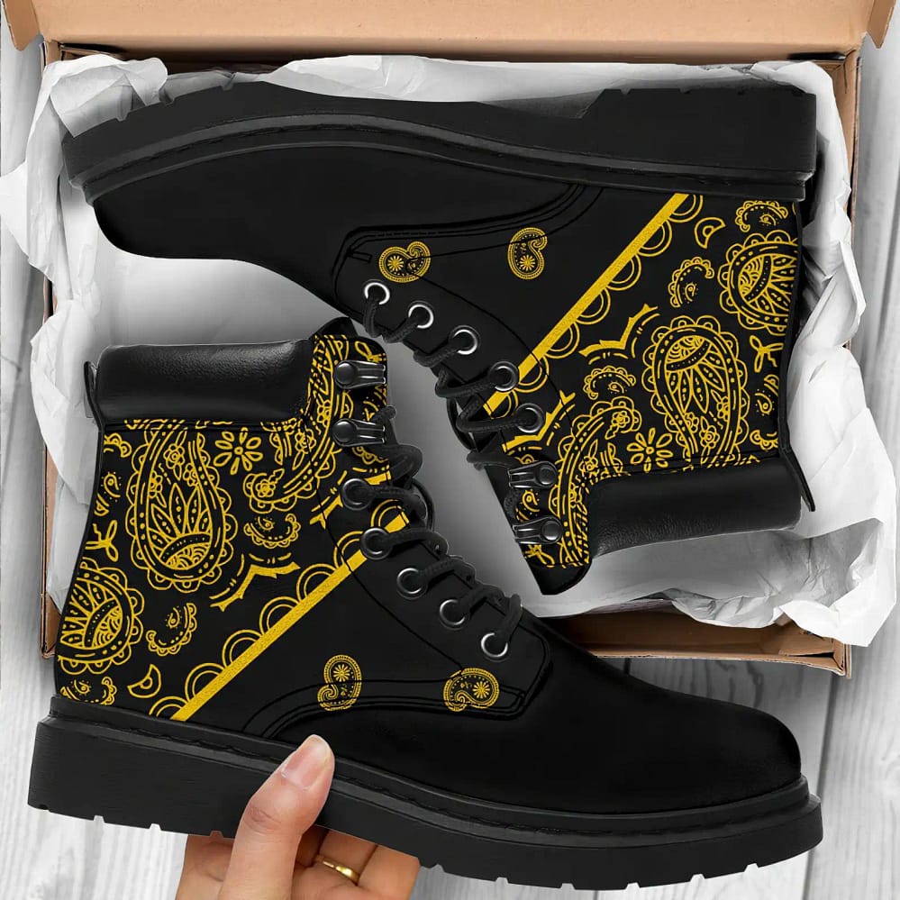 Pattern Art Black Gold Bandana Custom All Season Boot