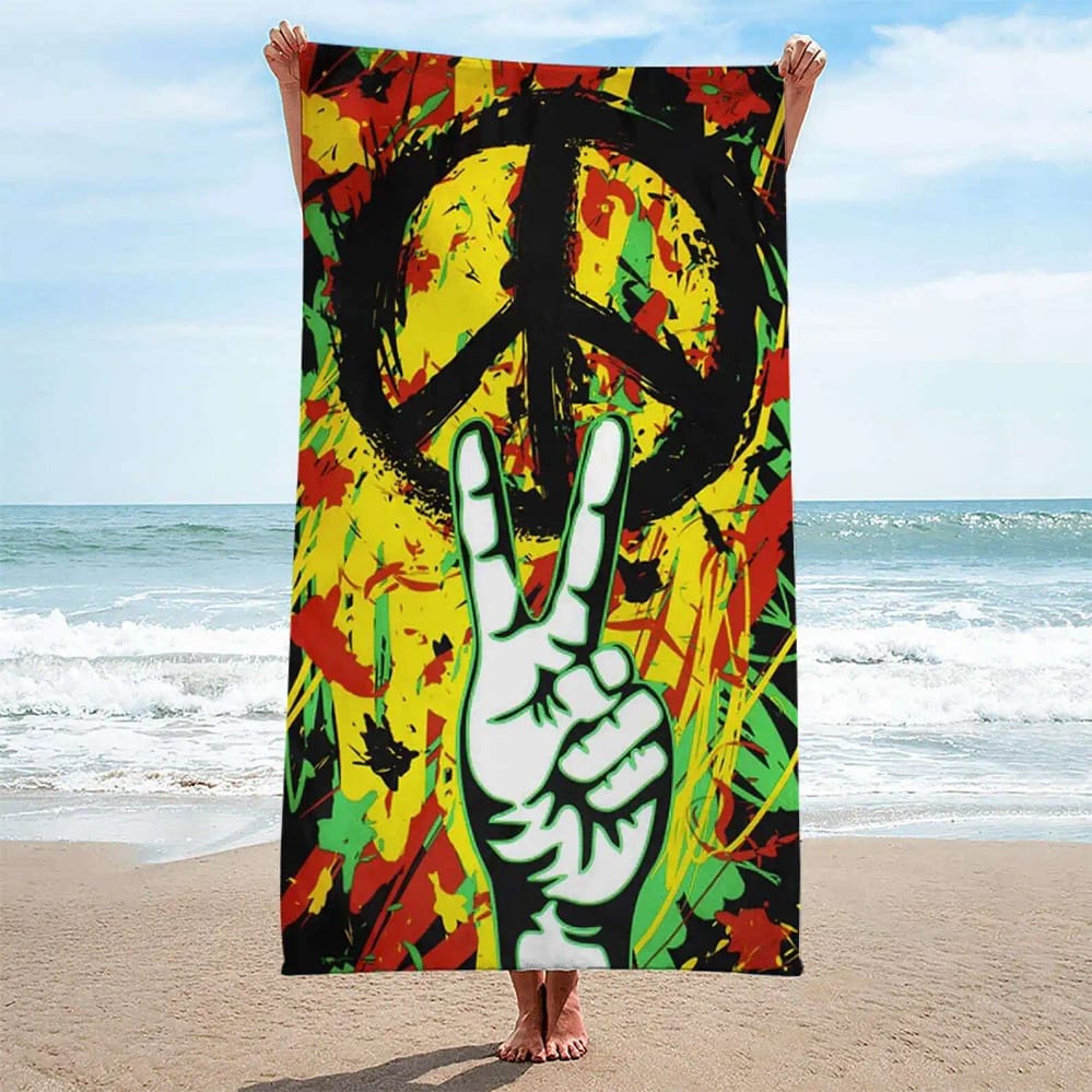 Peace Hippie Custom Beach Towel