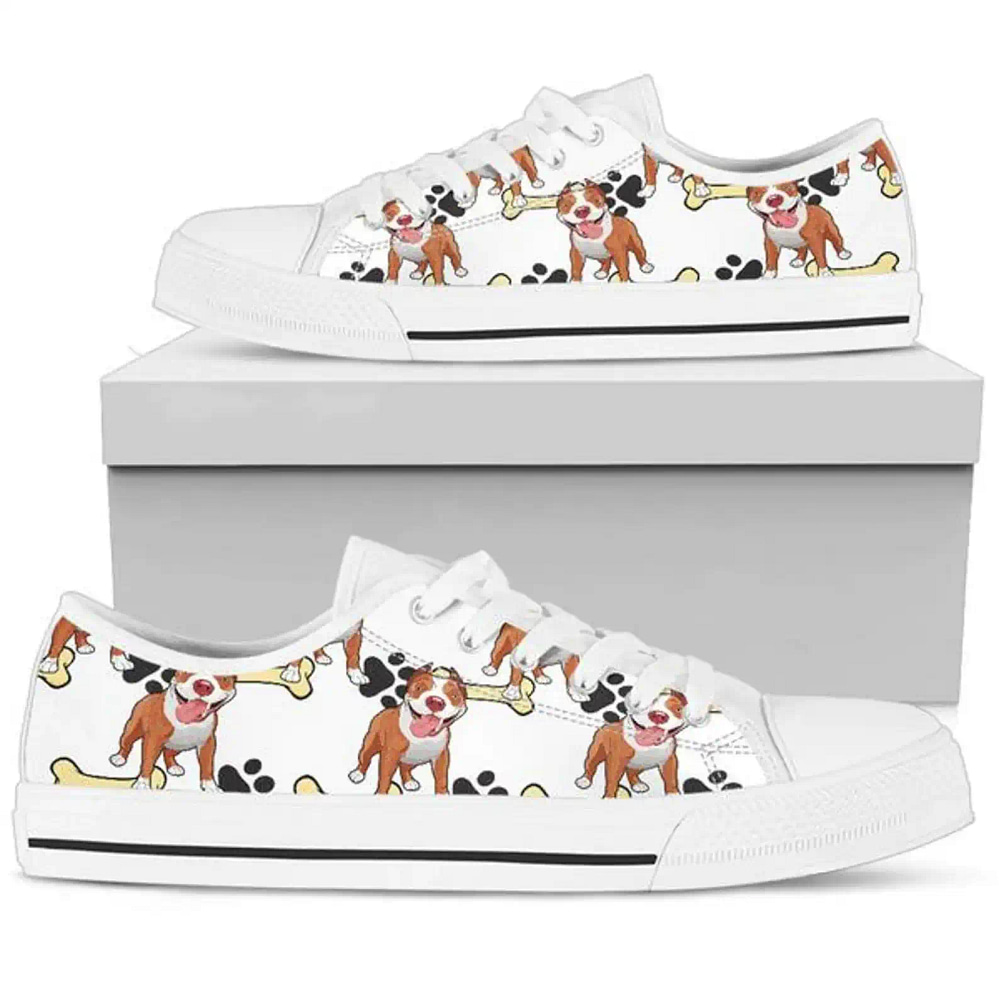 Personalized Gifts Shoes Pitbull With Bone Low Top Sneakers