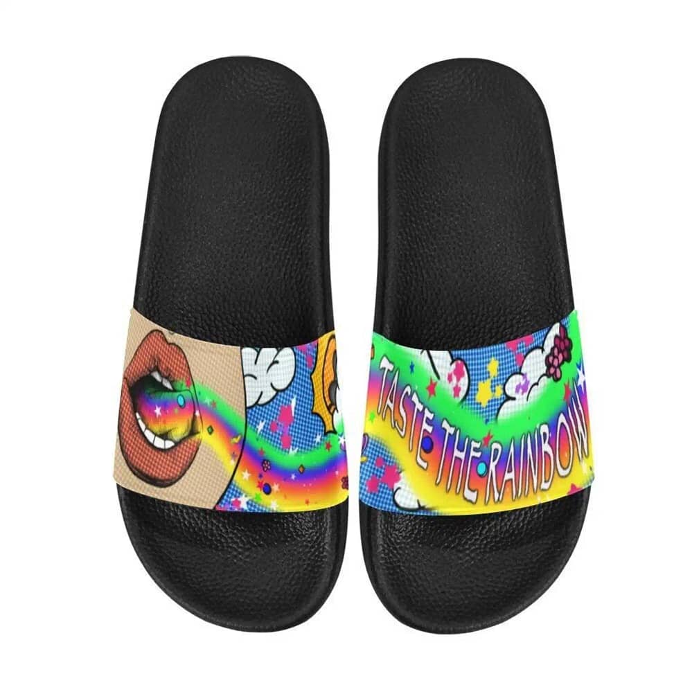 Pop Art Girl Taste The Rainbow Slide Sandals