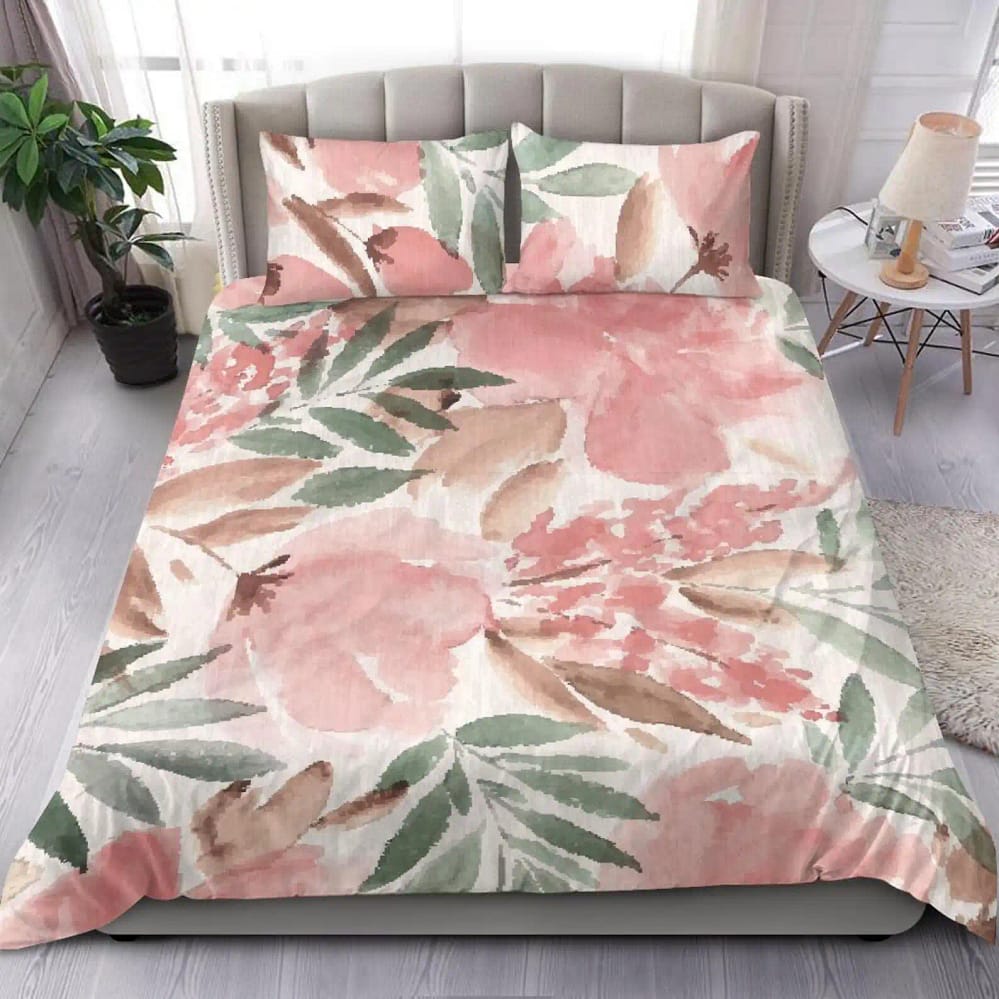Soft And Delicate Pink Flower Pattern Art Quilt Bedding Sets