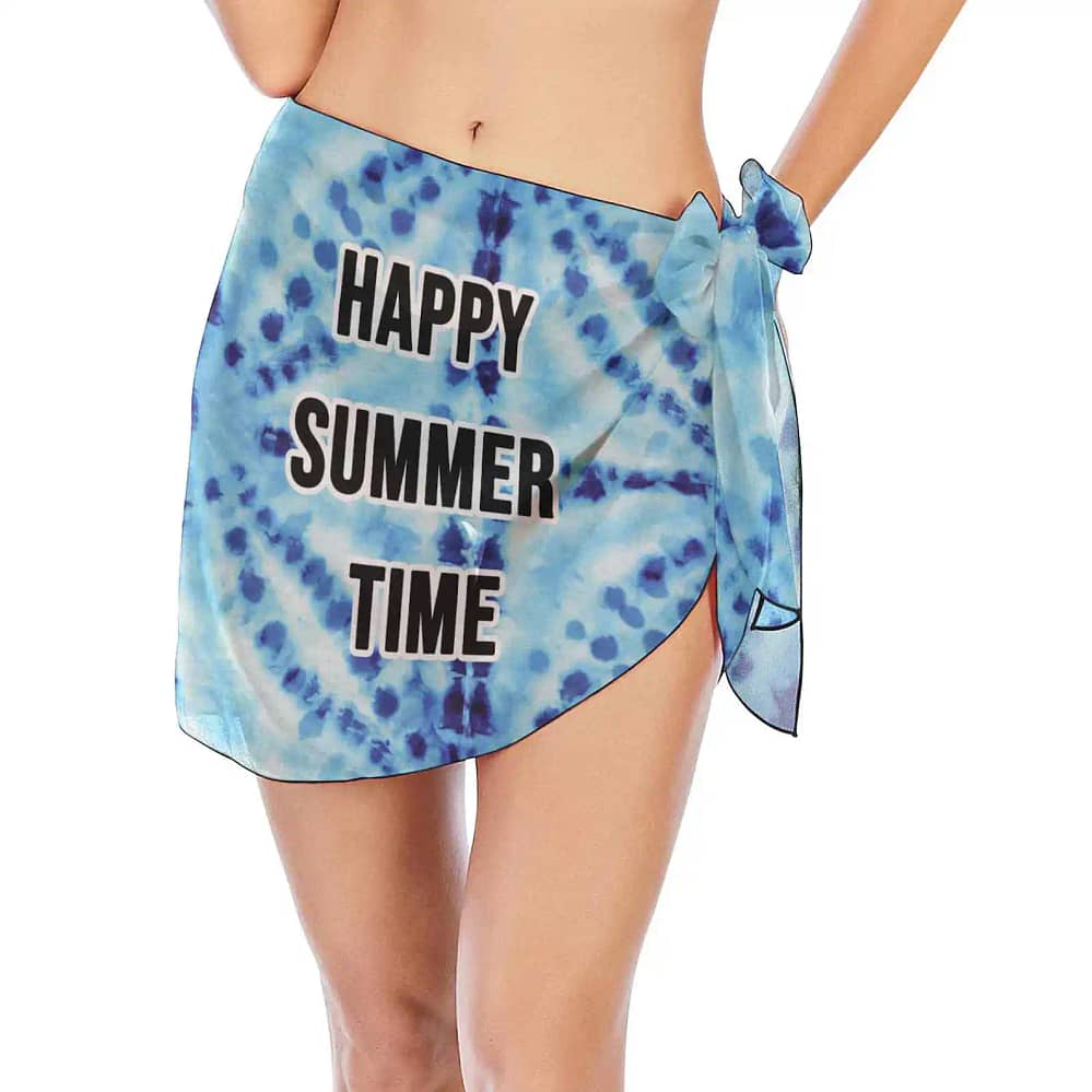 Splatter Art Happy Summer Time Swimwear Cover Ups Short Skirt Design Bikini Scarf Bathing Suit With Name Beach Wrap