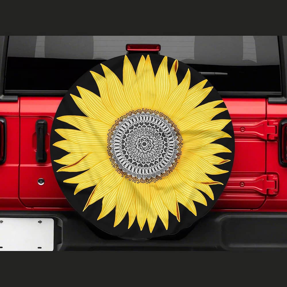 Inktee Store - Sunflower Hippie Art Tire Cover Image