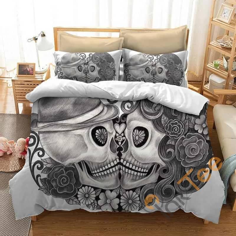 Custom Sugar Skull Couple Quilt Bedding Sets