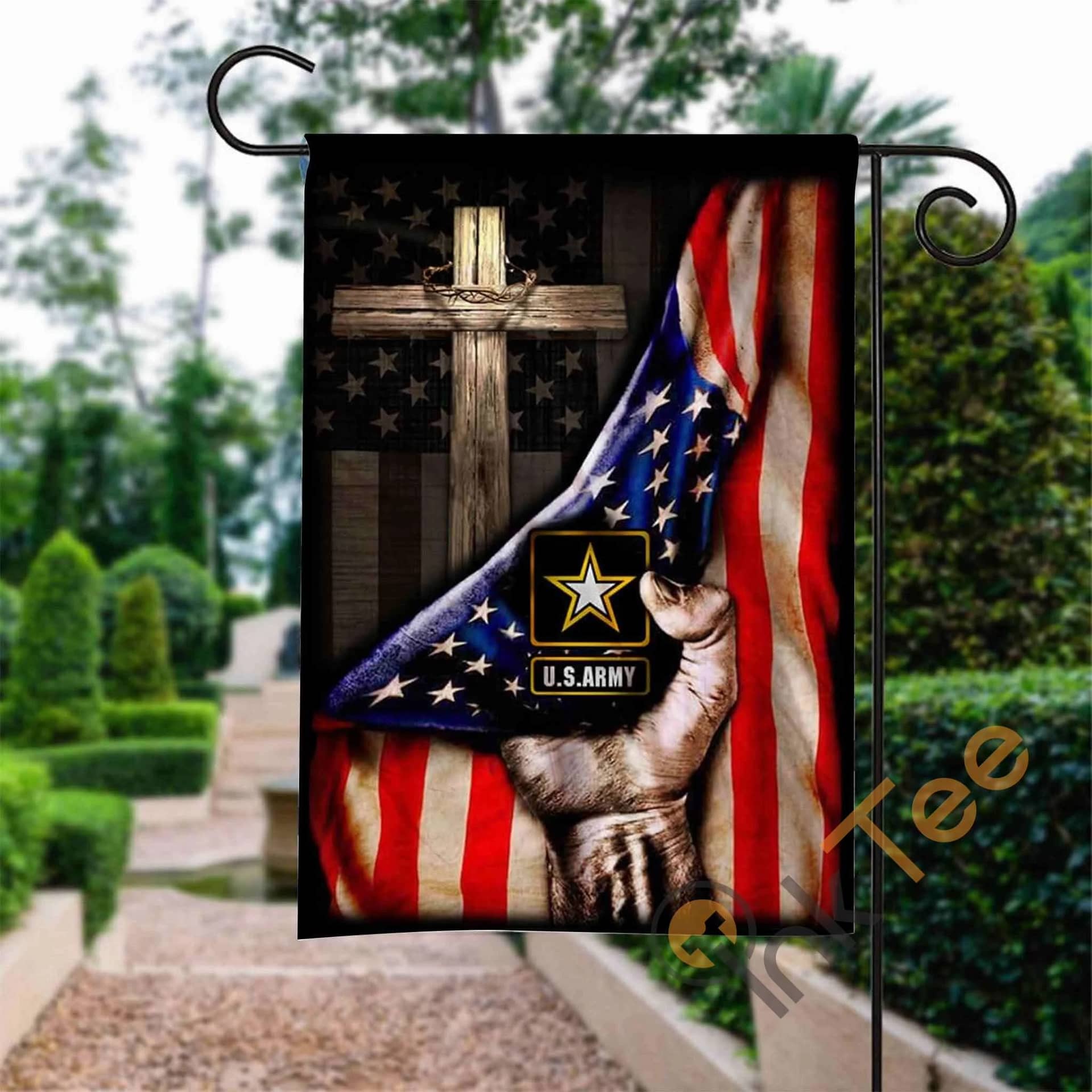 Custom Us Army Christian Cross American Garden Flag
