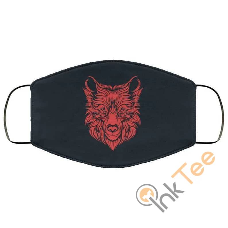 Red Wolf Head  Reusable Face Mask