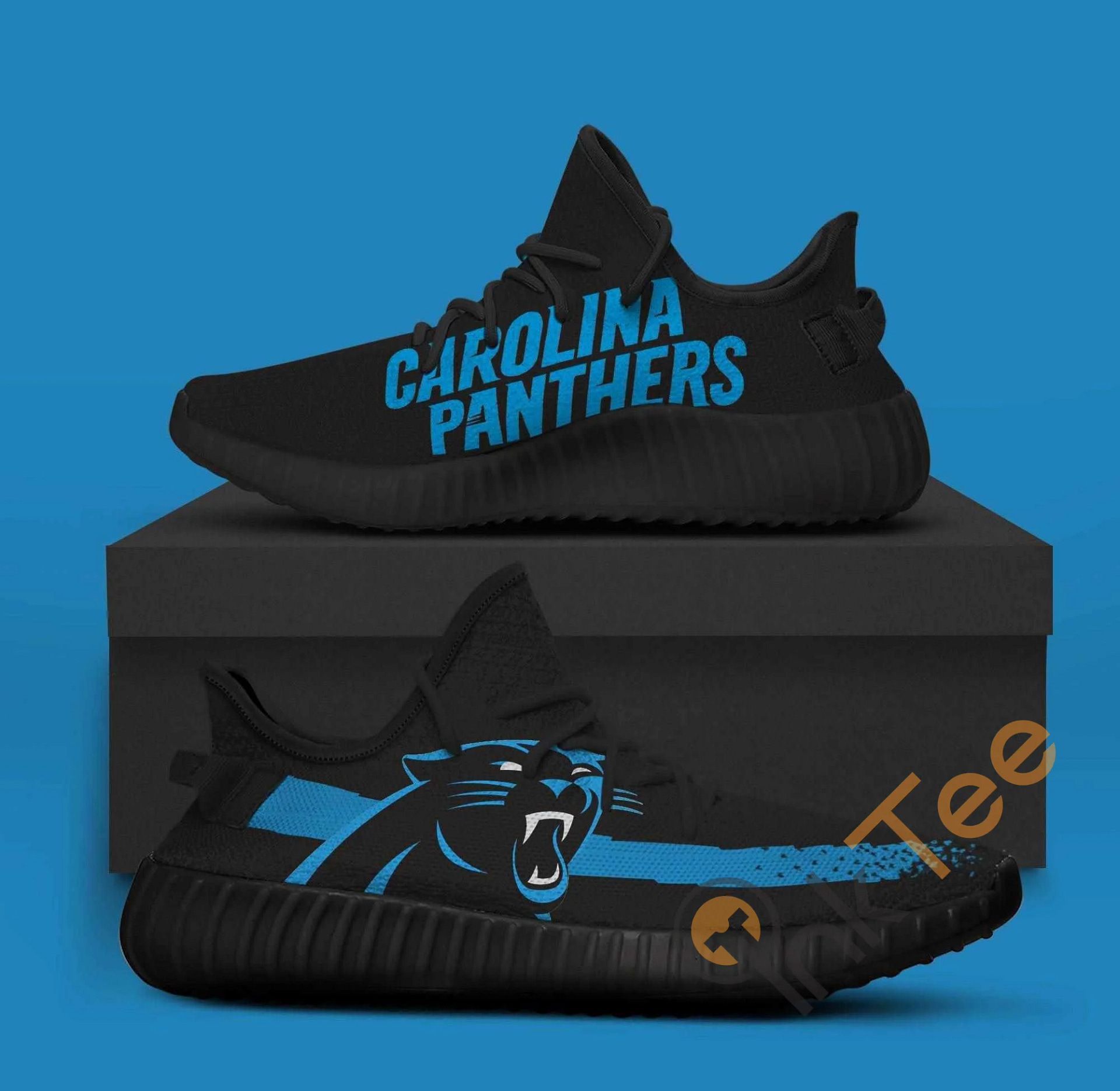 NFL Carolina Panthers Blue Black Yeezy Boost Sneakers