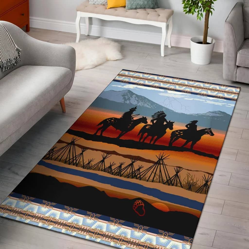 Chief Riding Horses Native American Area Limited Edition Amazon Best Seller Sku 267107 Rug