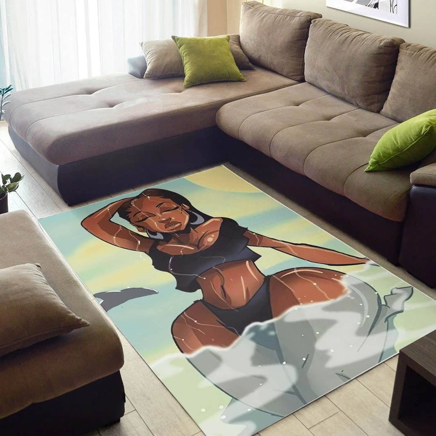 African Beautiful Afro American Woman Art Afrocentric Home Rug