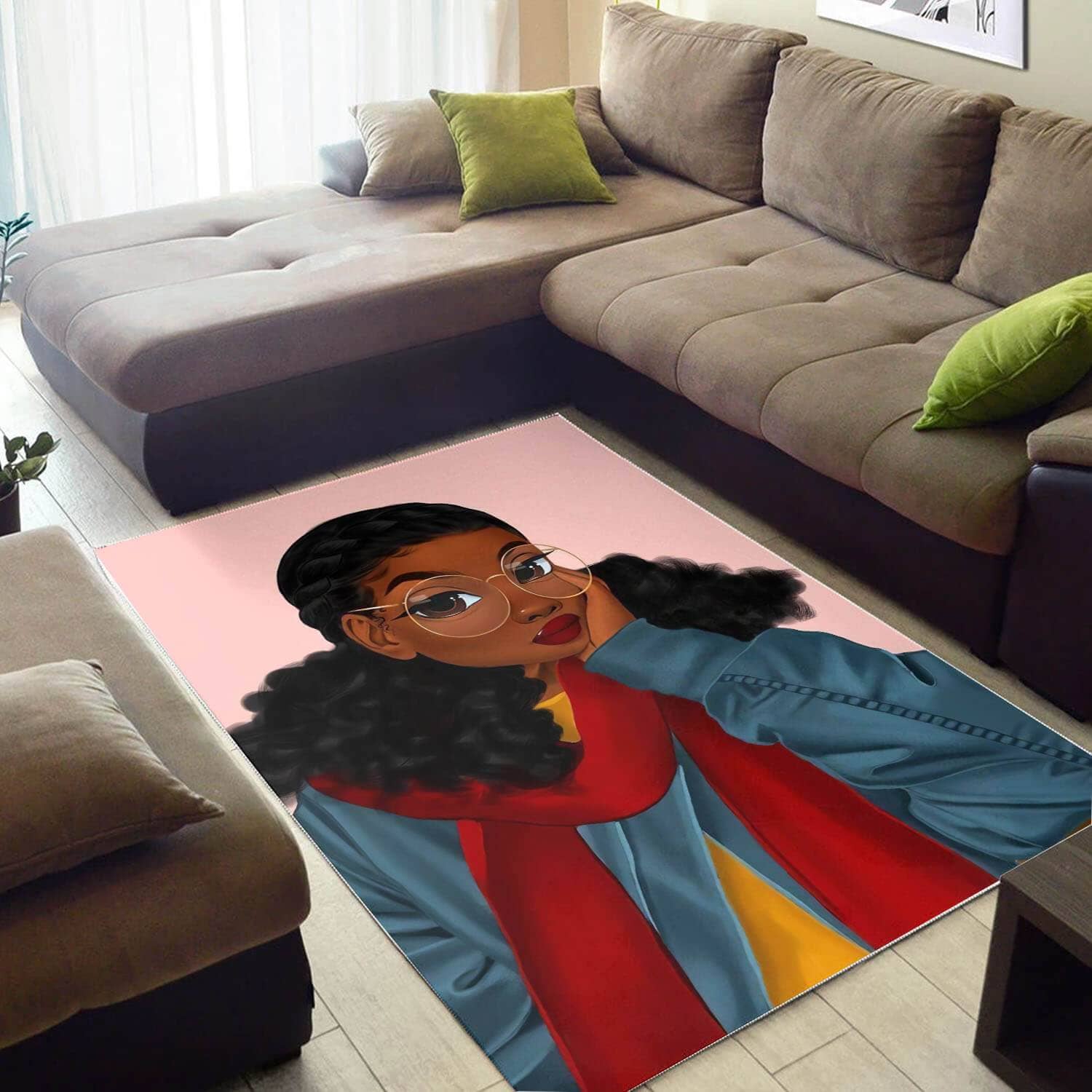 African Beautiful Afro American Woman Print Carpet Themed Home Rug