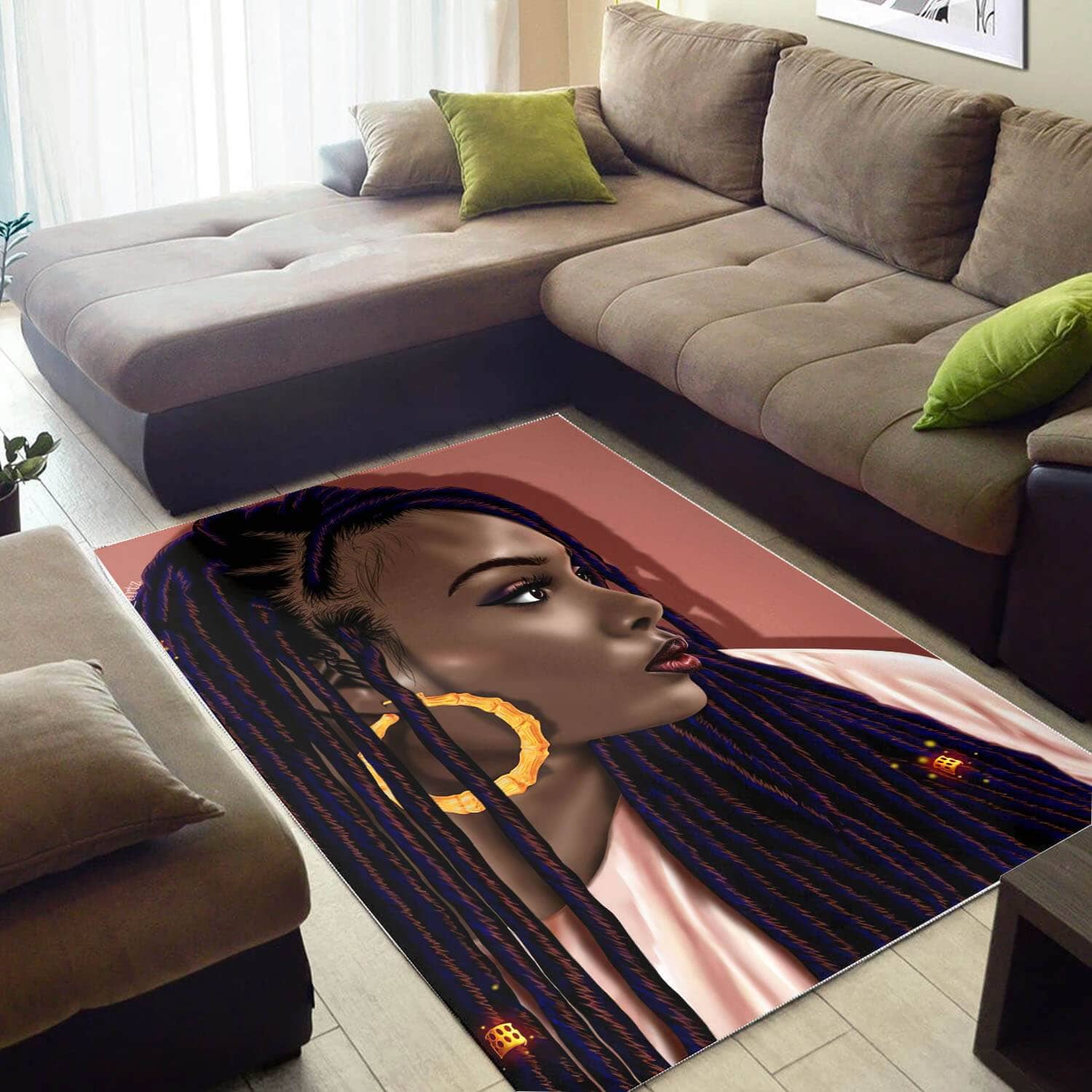 Afrocentric Beautiful Afro American Woman African Carpet Themed Rooms Ideas Rug