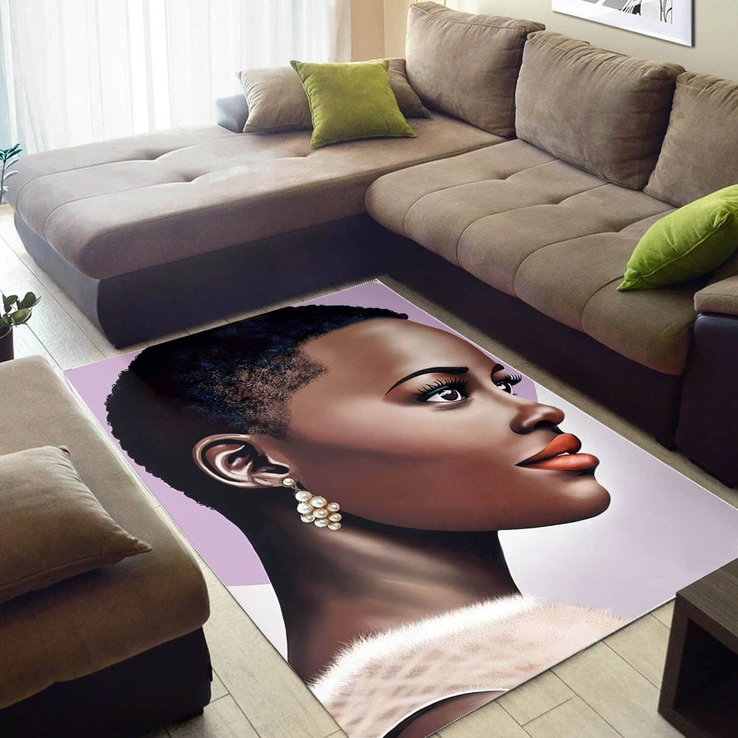 Afrocentric Pretty Melanin Afro Girl African Print Floor Themed House Rug