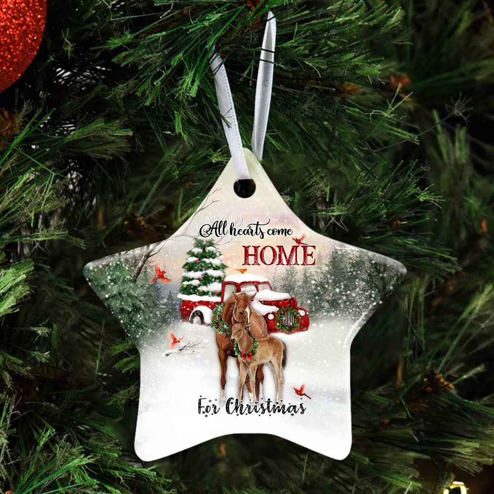 All Hearts Come Home For Christmas Christmas Horse Ceramic Heart Ornament Personalized Gifts