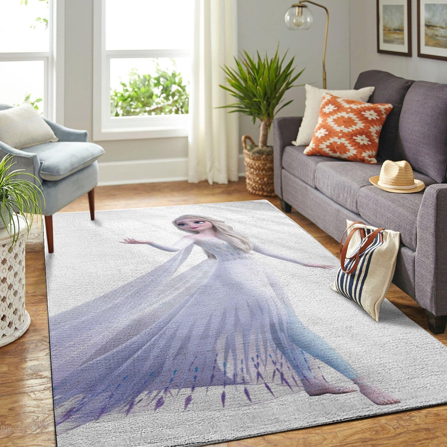 Amazon Elsa Frozen In White Dress Living Room Area No6038 Rug