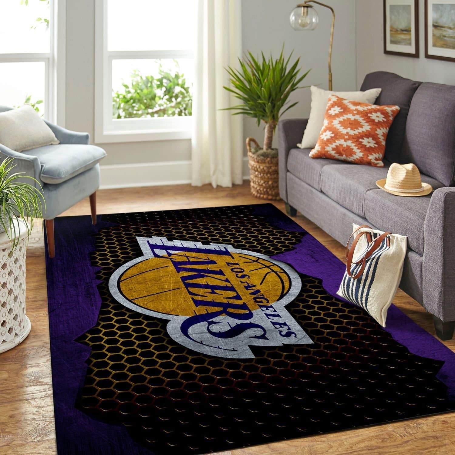 Amazon Los Angeles Lakers Living Room Area No3634 Rug