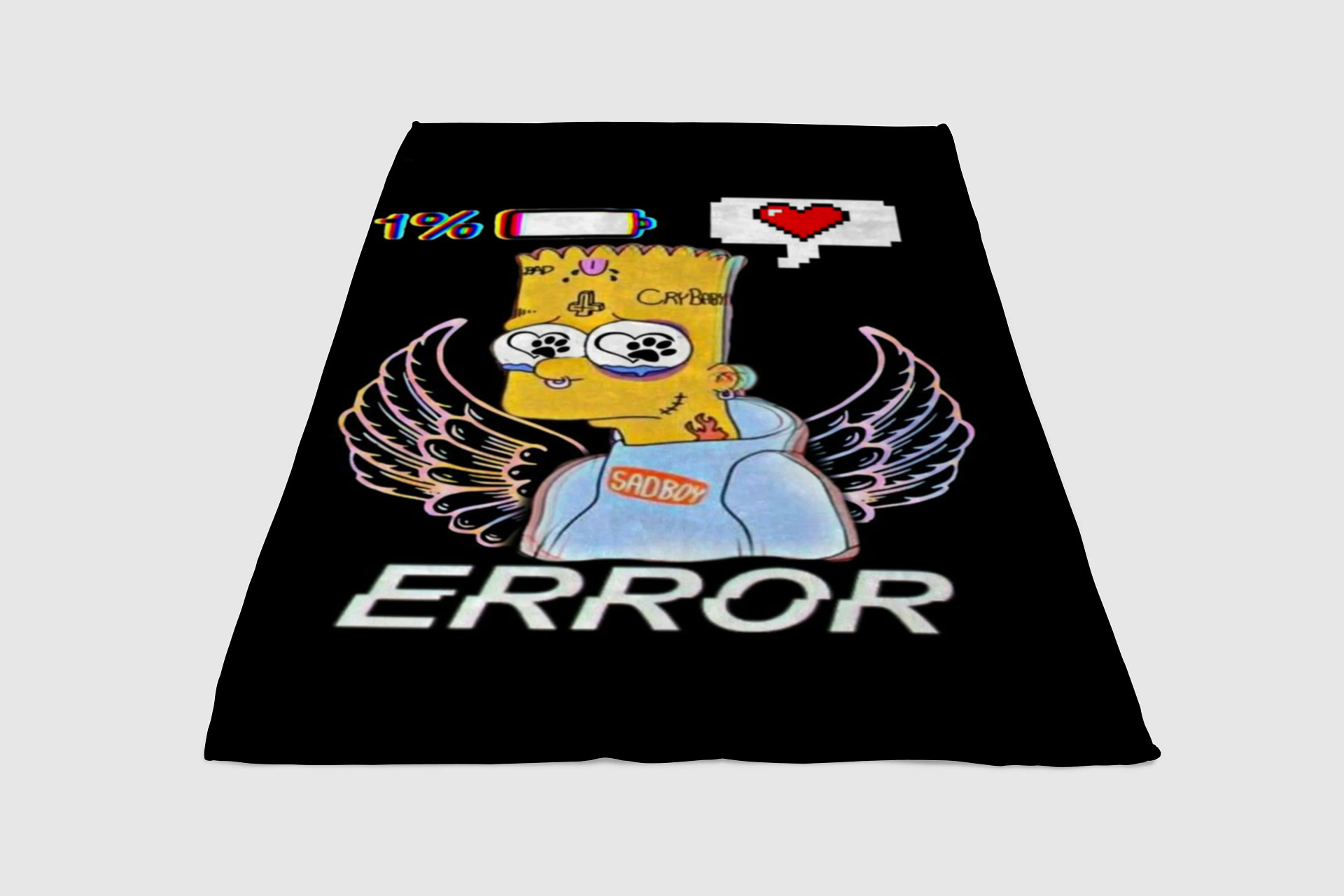 Ghost Simpson Error Bart Simpson Sad Men's T-Shirt Tee