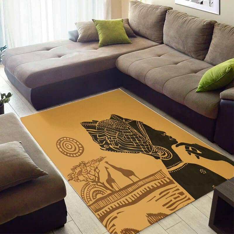 Beautiful African American Cute Afrocentric Melanin Afro Woman Large Style Rug