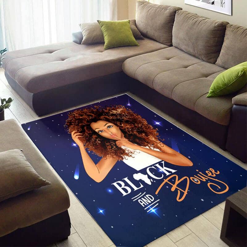 Beautiful African American Cute Style Melanin Woman Black And Boujee Area Living Room Rug