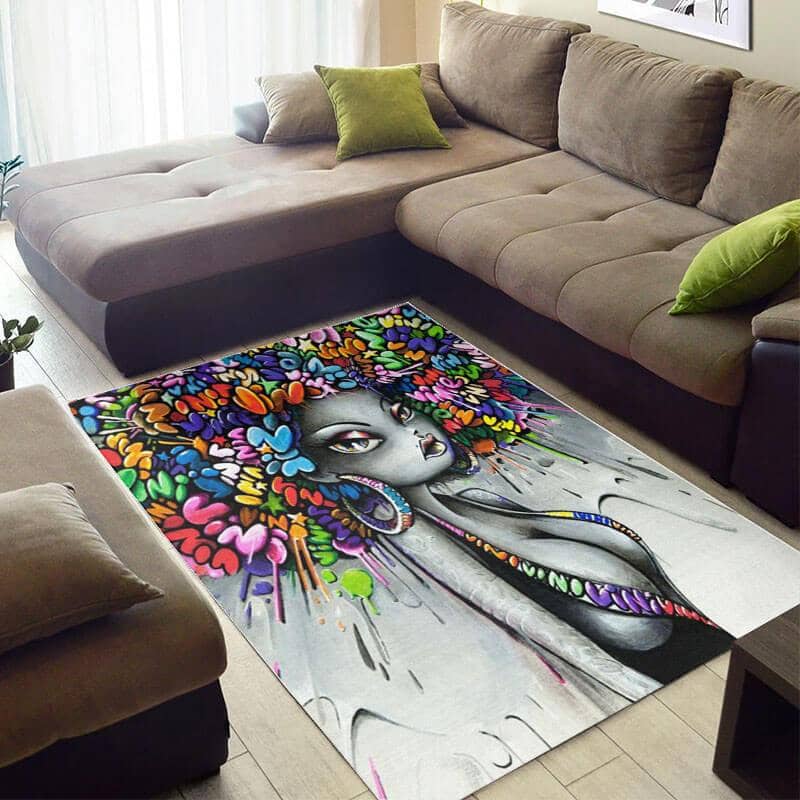 Beautiful African Cute Themed Lady Inspired Home Rug