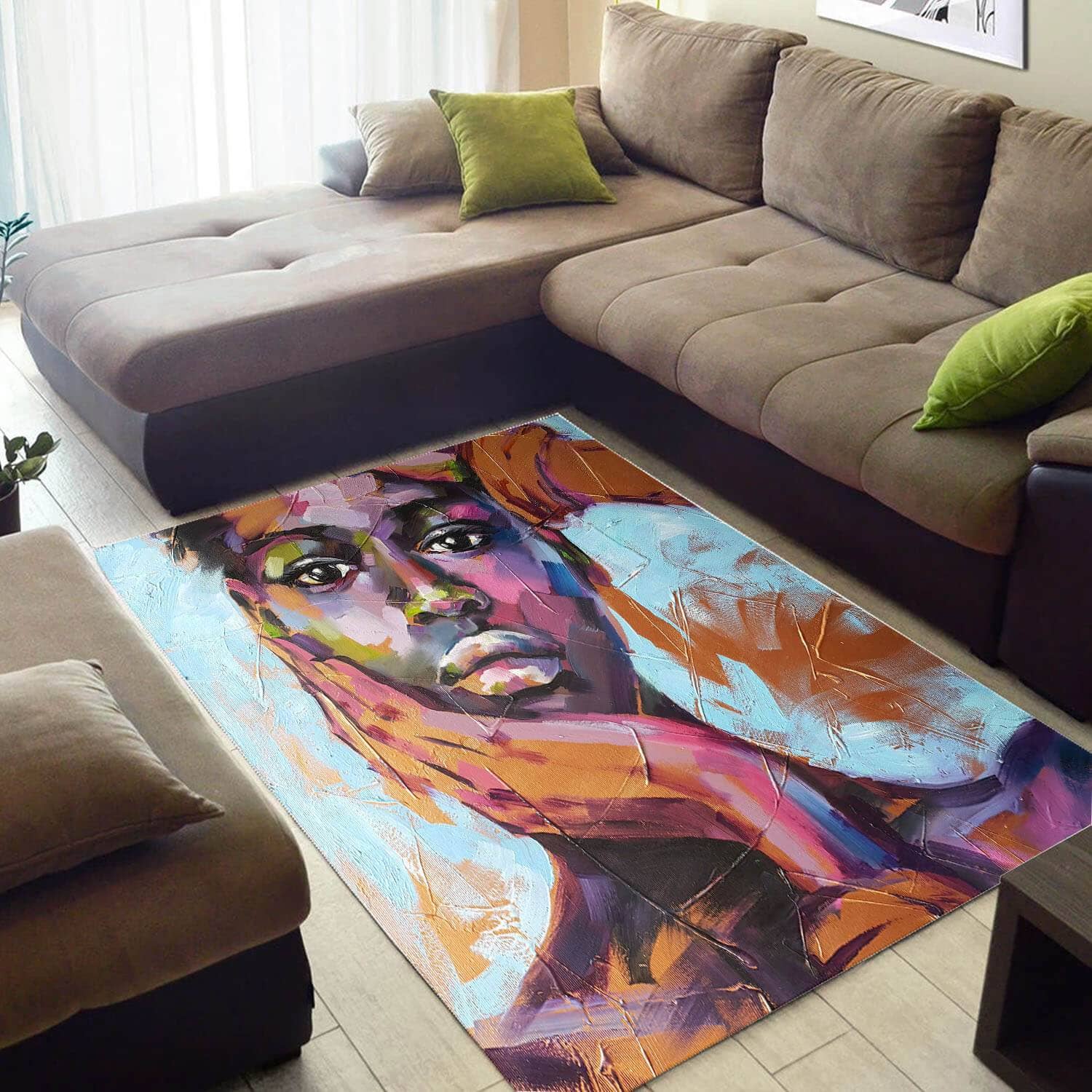 Beautiful African Style American Black Art Afro Girl Large Living Room Rug