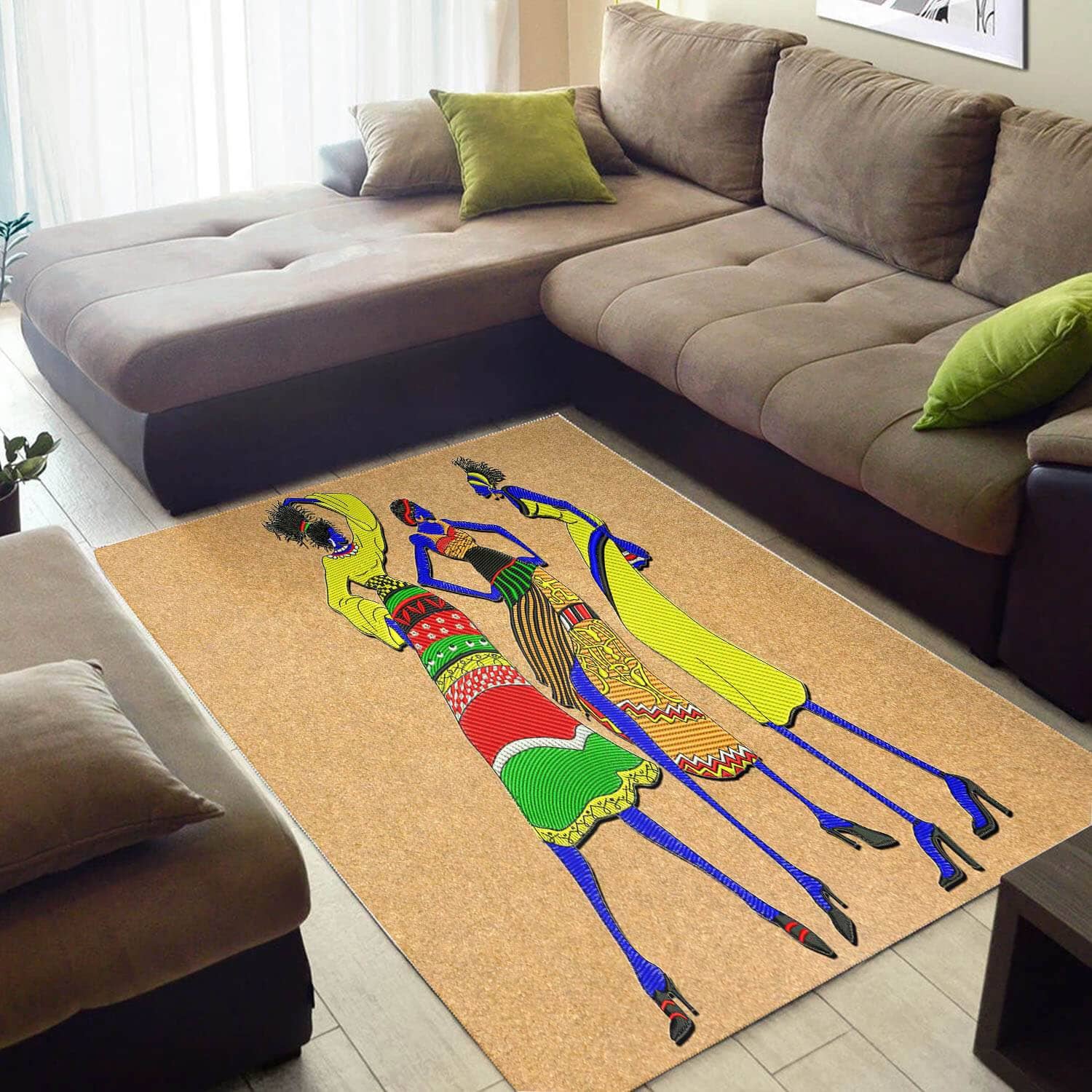 Beautiful African Style Cute American Melanin Afro Girl Carpet Inspired Home Rug