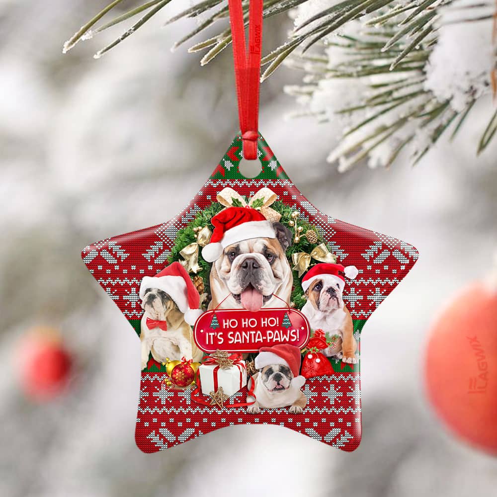 Bulldog Ho Ho Ho It�S Santa Paws Ceramic Heart Ornament Personalized Gifts