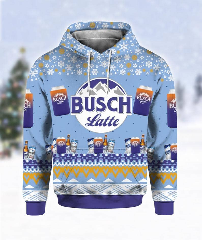 Busch Latte Beer Print Ugly Christmas Hoodie 3D