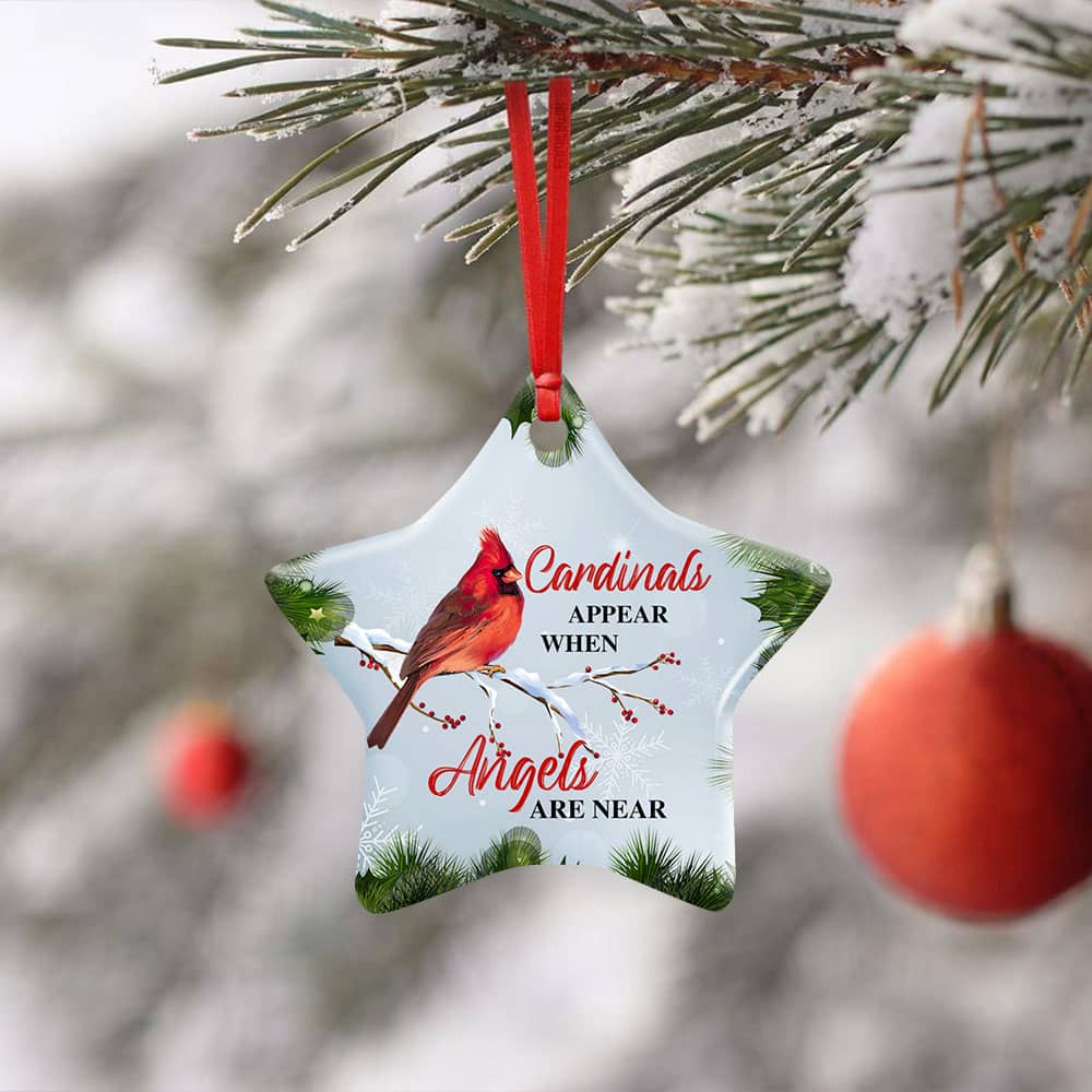 Cardinals Appear When Angels Are Near Ceramic Heart Ornament Personalized Gifts