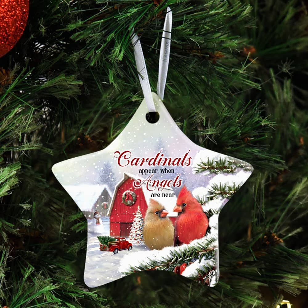 Inktee Store - Cardinals Appear When Angels Are Near No11 Ceramic Heart Ornament Personalized Gifts Image