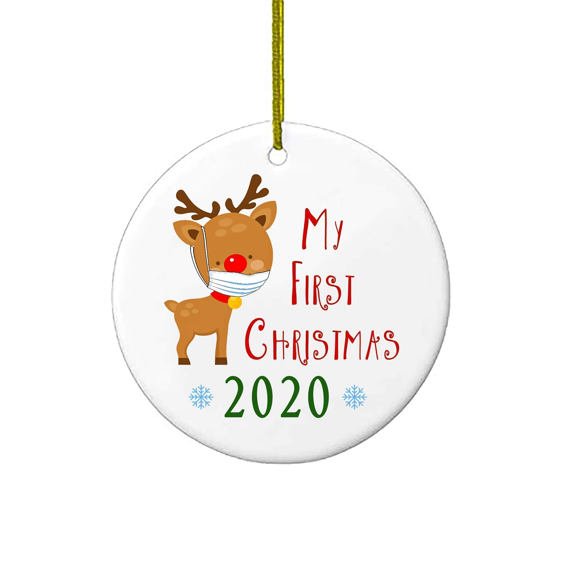 Christmas Ornaments My First Christmas Reindeer With Mask 2020 Baby 1st Xmas Ornament Personalized Gifts