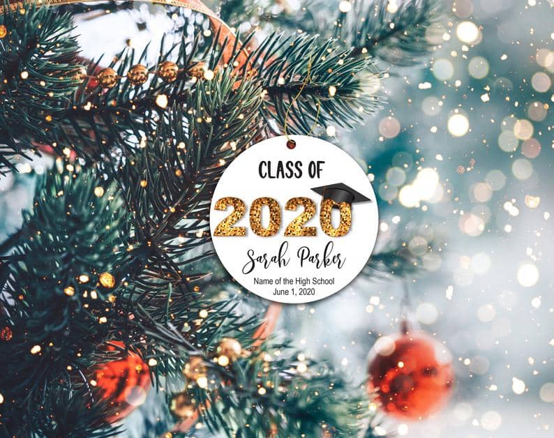 Class Of 2020 Ornament Graduation Christmas Decor Holiday Covid Mask Personalized Gifts