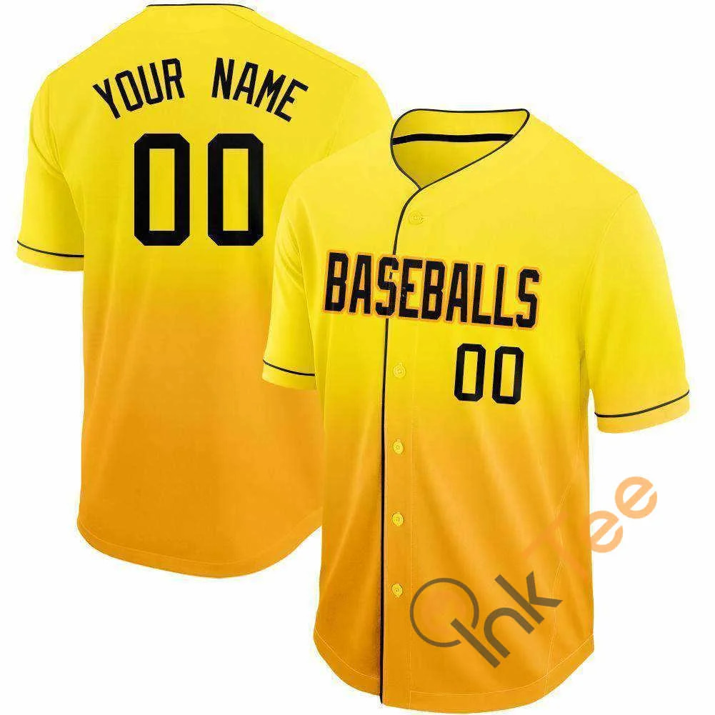 Custom Gold Black Fade Baseball Jersey - Inktee Store