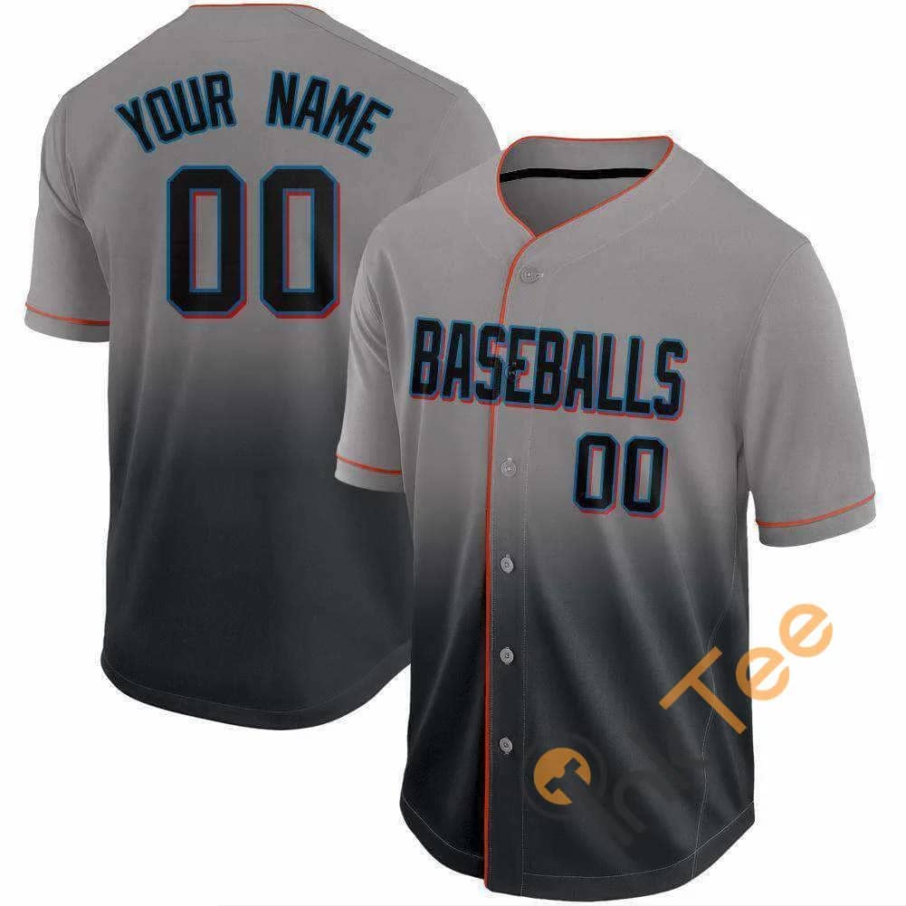 Custom Gray Black Orange Fade Baseball Jersey