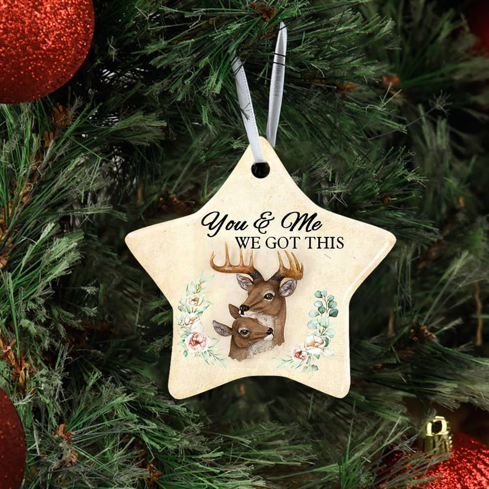 Deer Couple You And Me We Got This Ceramic Heart Ornament Personalized Gifts