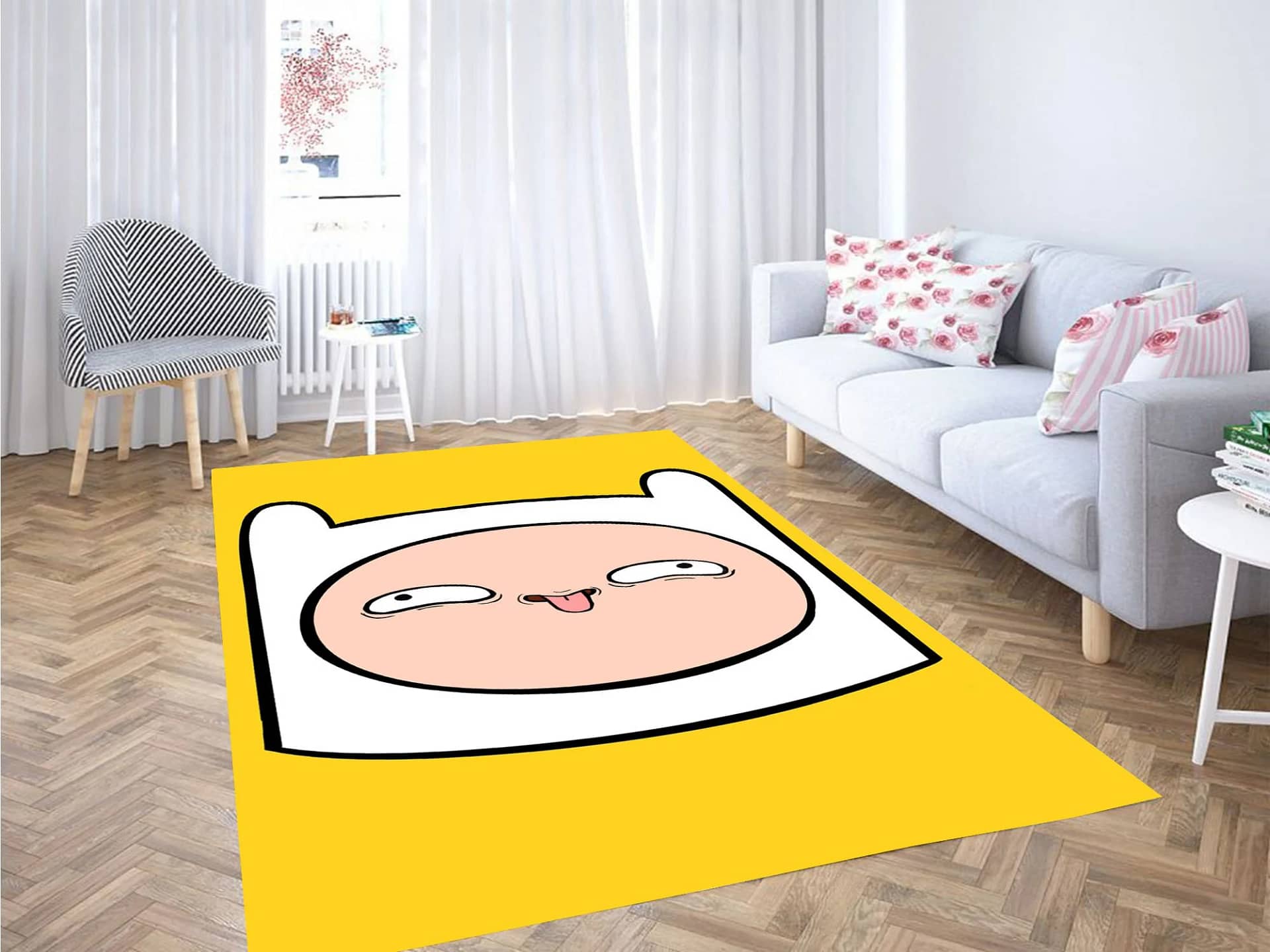 Finn Face Adventure Time Carpet Rug