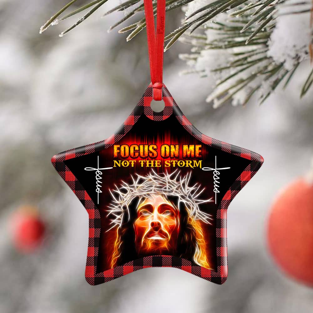 Focus On Me Not The Storm Jesus Christ Ceramic Heart Ornament Personalized Gifts