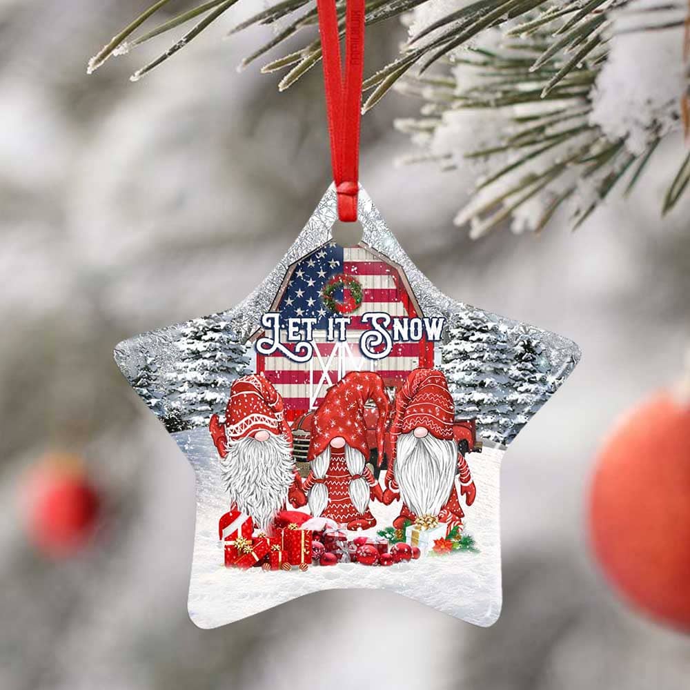 Gnomes Let It Snow Christmas No11 Ceramic Heart Ornament Personalized Gifts