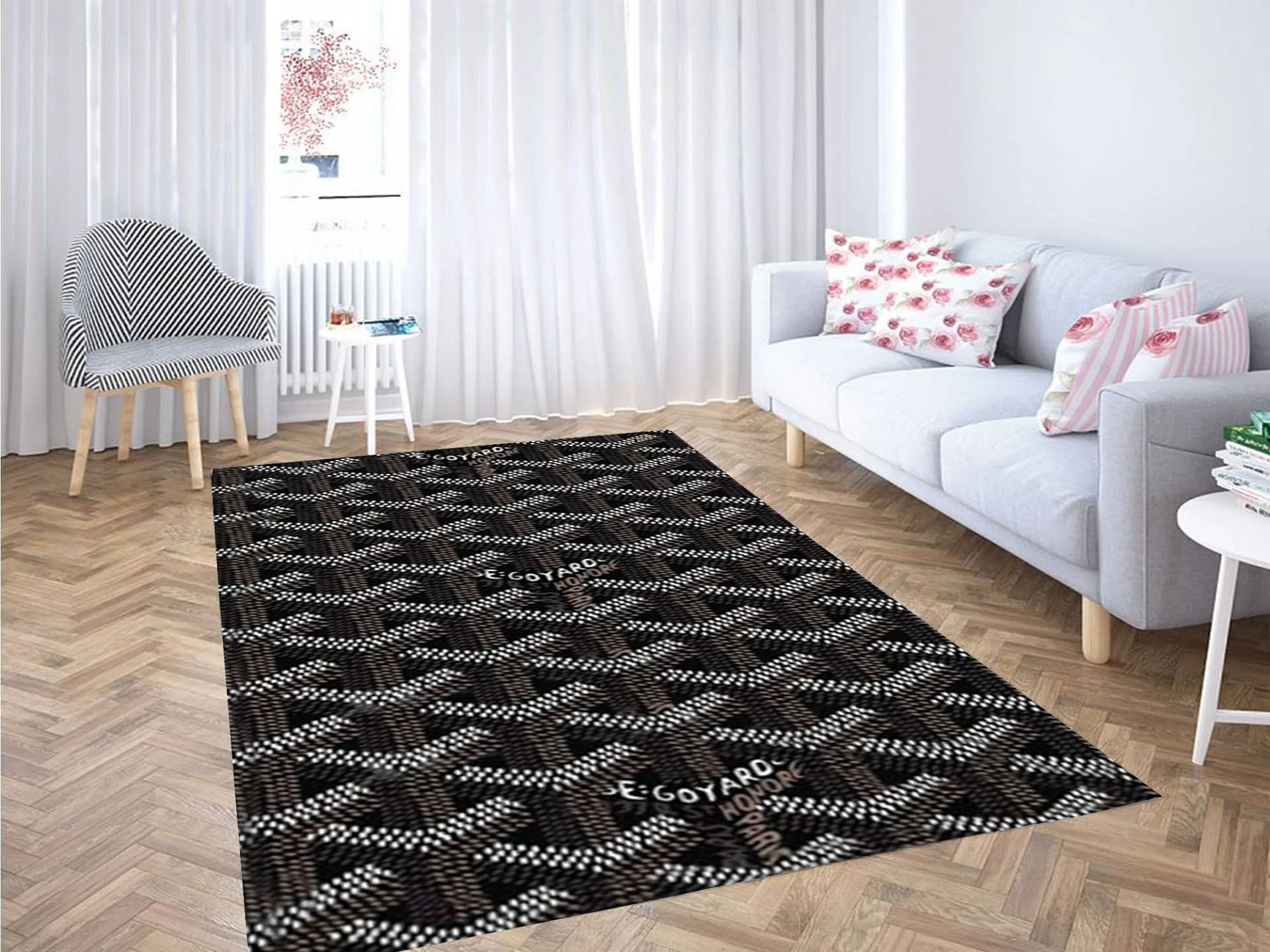 Goyard Paris Black Pattern Carpet Rug - Inktee Store
