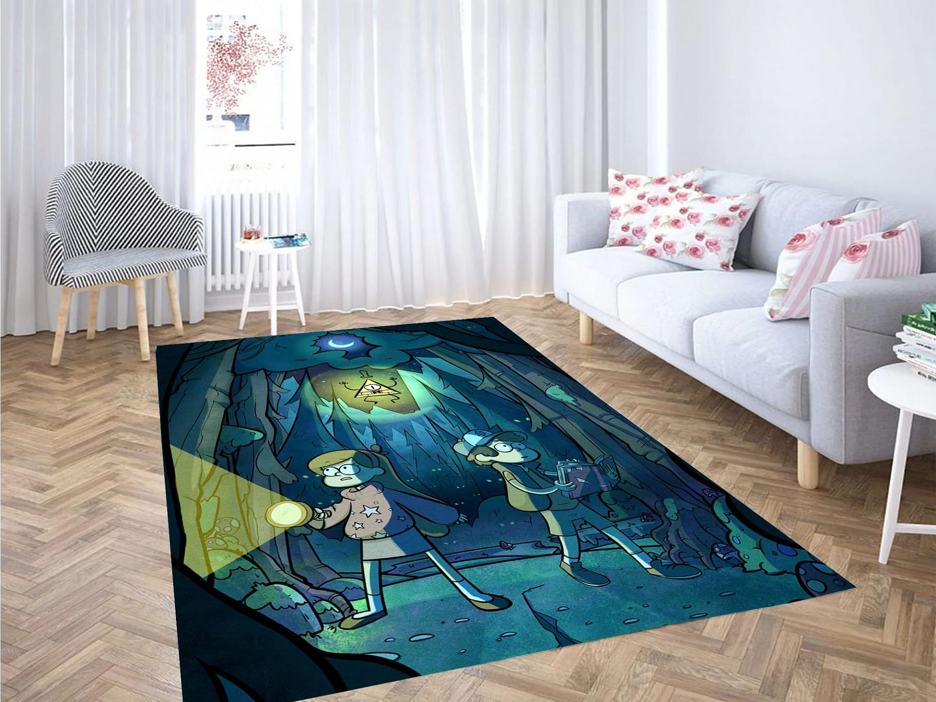 Gravity Falls In The Night Carpet Rug
