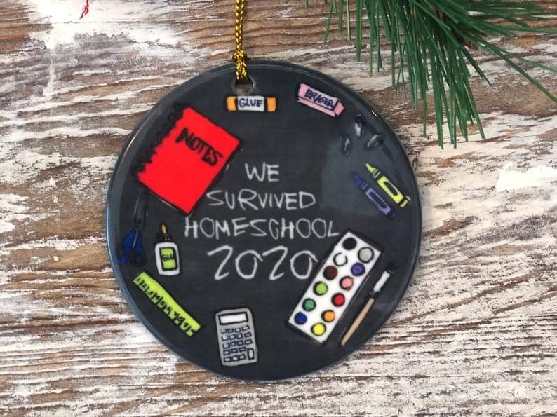 Homeschool Ornament We Survived 2020 Covid Pandemic Virus Covid19 Personalized Gifts