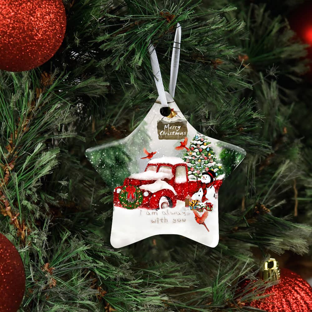 Inktee Store - I Am Always With You Cardinal Ceramic Heart Ornament Personalized Gifts Image